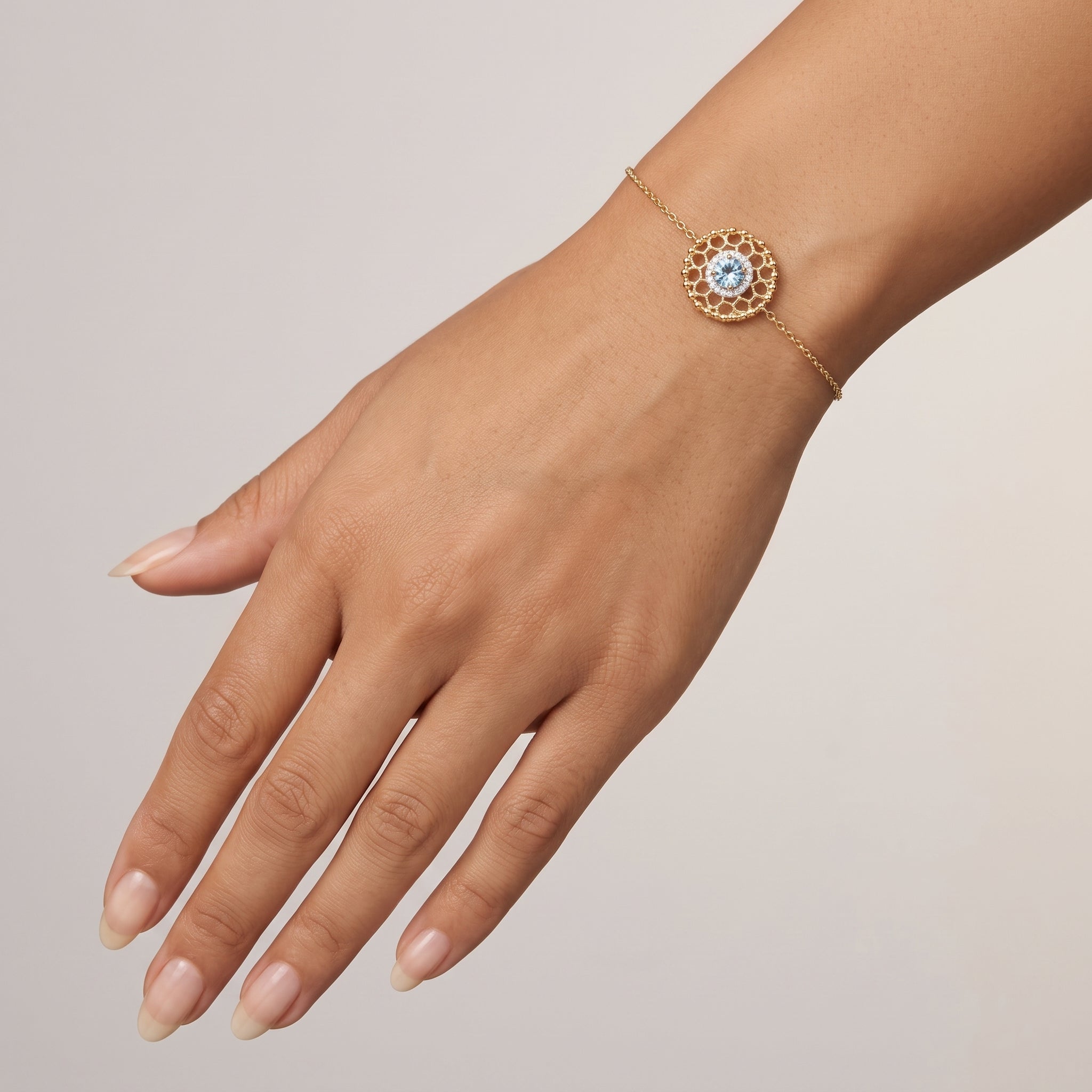Bracelet Rosace - Doré Or jaune 18k, Topaze, Oxyde de zirconium - Maison Di Giorgio