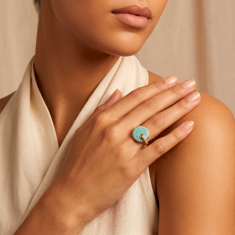 Bague Kate - Dorée Or jaune 18k, Amazonite - Maison Di Giorgio