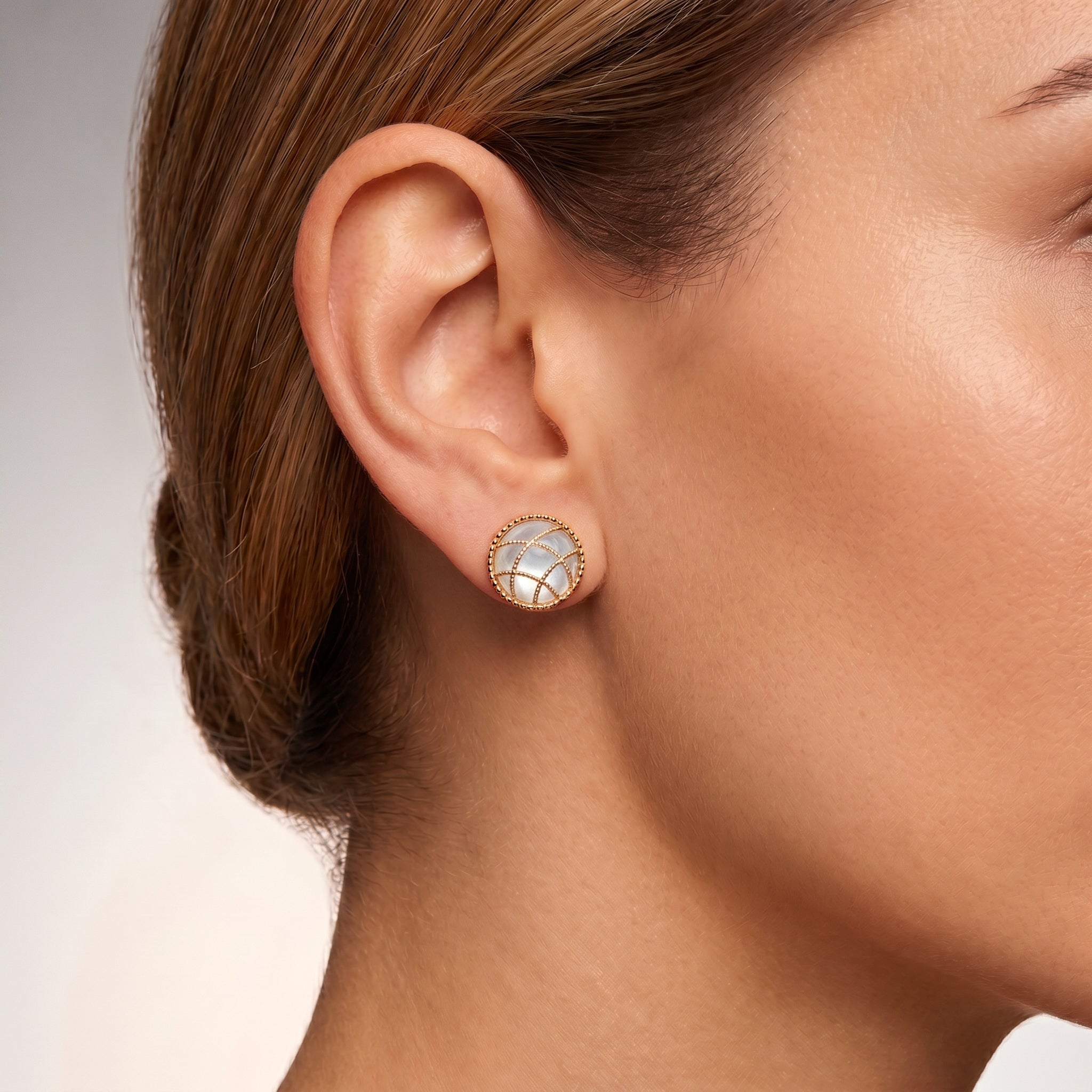 Boucles d'oreilles Stella Cadente - Dorées Or jaune 18k, Pierre de lune blanche - Maison Di Giorgio