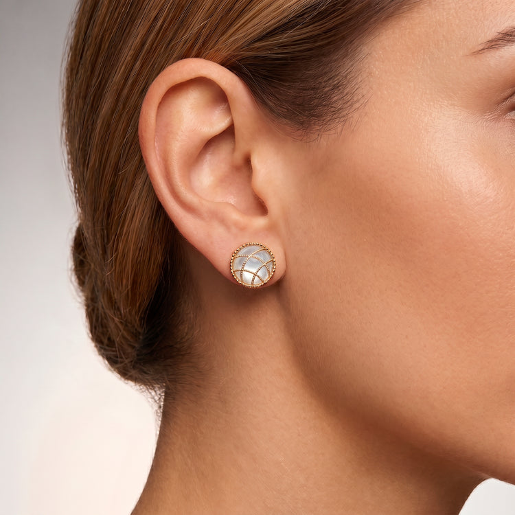 Boucles d'oreilles Stella Cadente - Dorées Or jaune 18k, Pierre de lune blanche - Maison Di Giorgio
