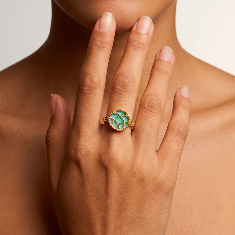 Bague Stella Cadente - Dorée Or jaune 18k, Amazonite - Maison Di Giorgio