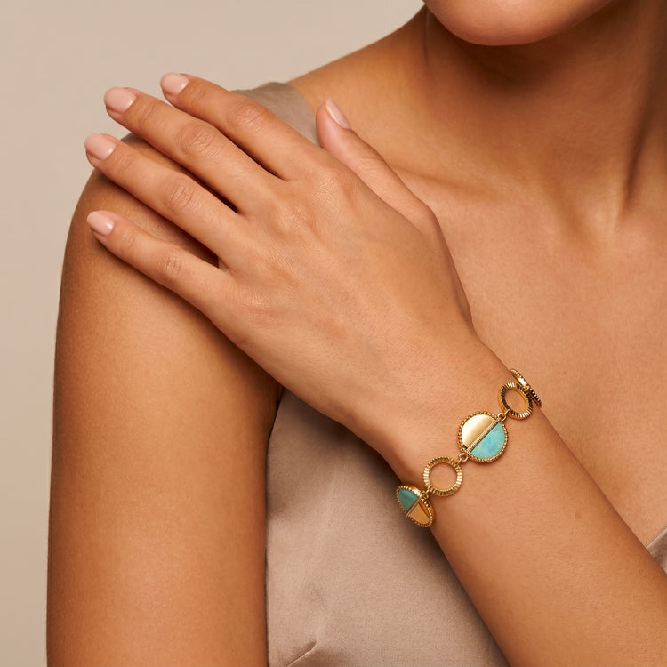 Bracelet Mezzo - Doré Or jaune 18k, Amazonite - Maison Di Giorgio