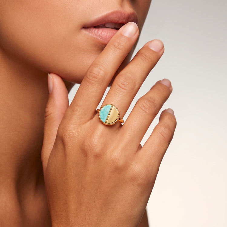 Bague Mezzo - Or jaune 18k, Amazonite - Maison Di Giorgio