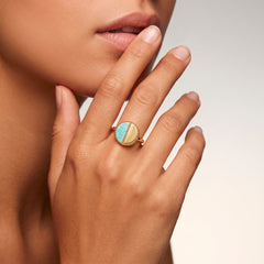 Bague Mezzo - Or jaune 18k, Amazonite - Maison Di Giorgio