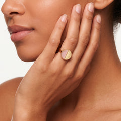 Bague Mezzo - Or jaune 18k, Calcédoine rose - Maison Di Giorgio