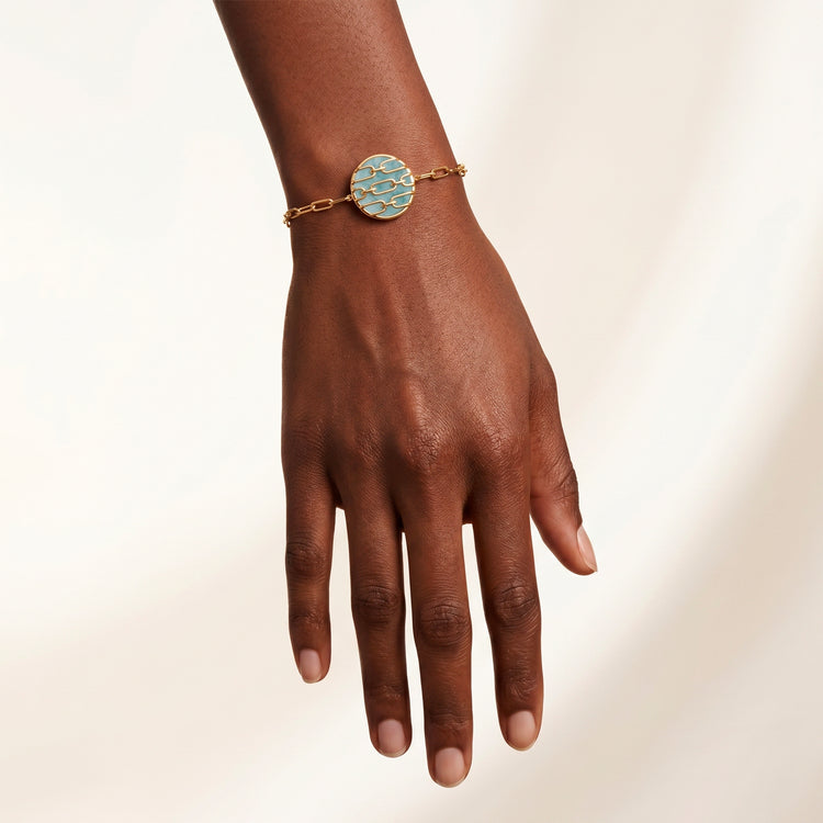 Bracelet Forçat - Doré Or jaune 18k, Amazonite - Maison Di Giorgio
