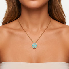 Collier Forçat - Doré Or jaune 18k, Amazonite - Maison Di Giorgio