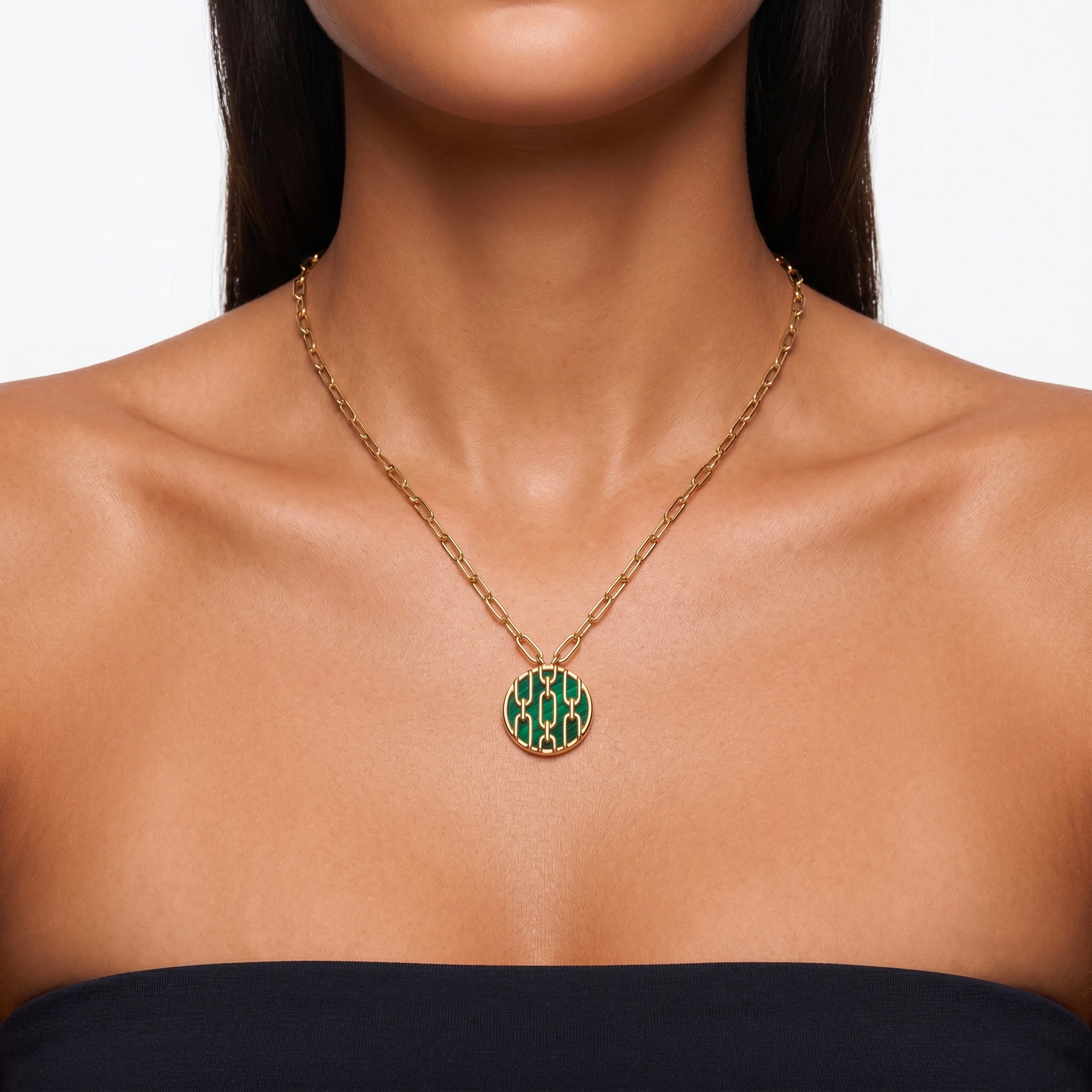 Collier Forçat - Doré Or jaune 18k, Malachite - Maison Di Giorgio