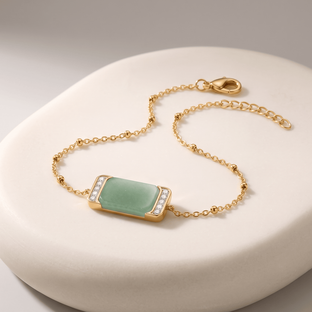 Bracelet - Doré Or jaune 18k et rhodié, Aventurine, Oxyde de zirconium - Maison Di Giorgio