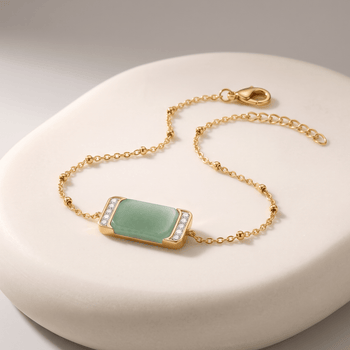 Bracelet - Doré Or jaune 18k et rhodié, Aventurine, Oxyde de zirconium - Maison Di Giorgio