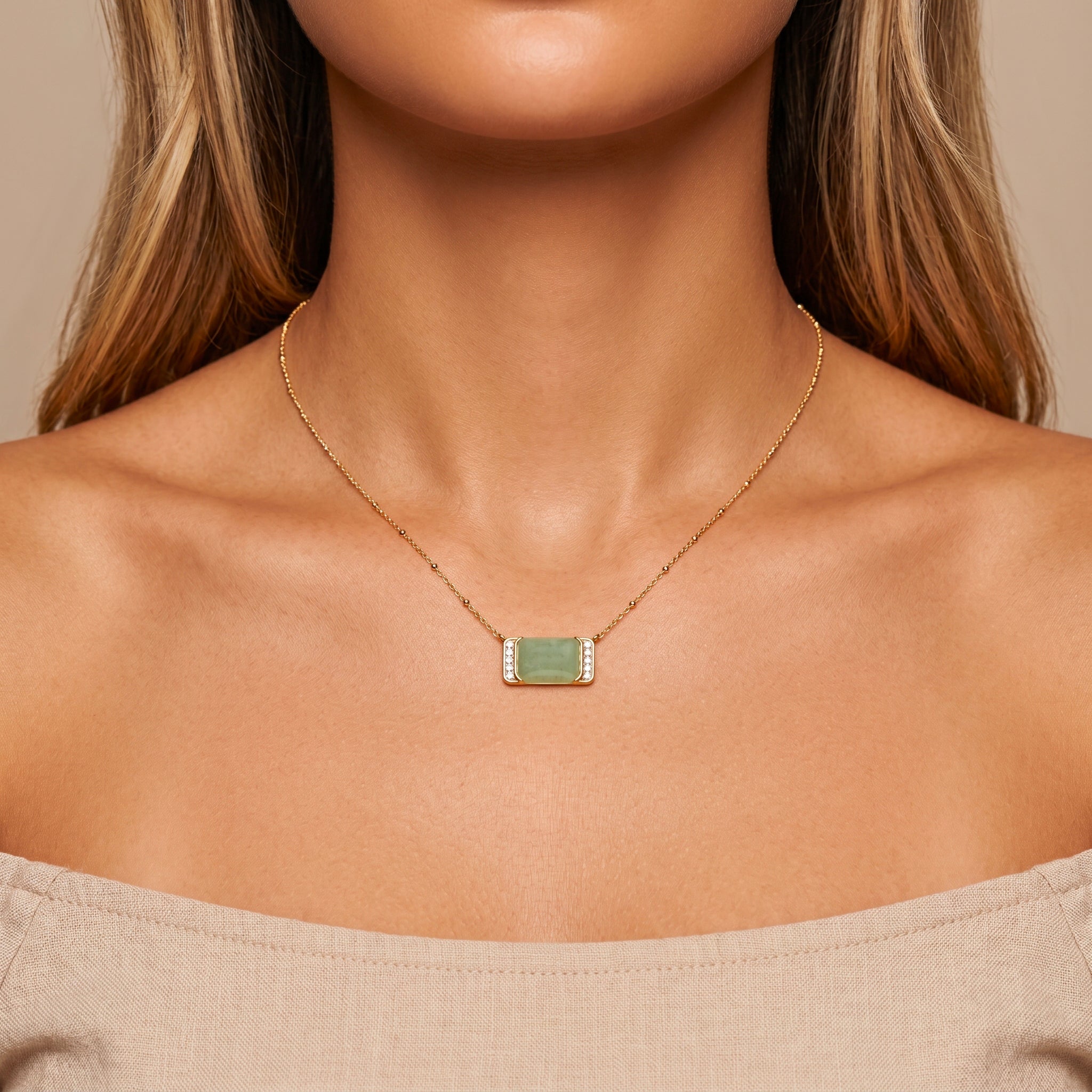 Collier Mona-Lisa - Doré Or jaune 18k, Aventure verte & Oxyde de zirconium - Maison Di Giorgio