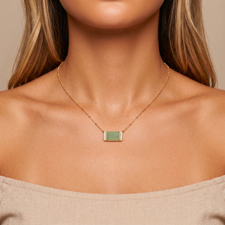 Collier Mona-Lisa - Doré Or jaune 18k, Aventure verte & Oxyde de zirconium - Maison Di Giorgio