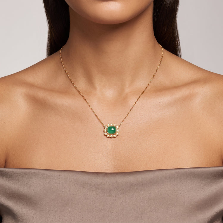 Collier Sibylle - Doré Or jaune 18k, Aventurine, Oxyde de zirconium - Maison Di Giorgio
