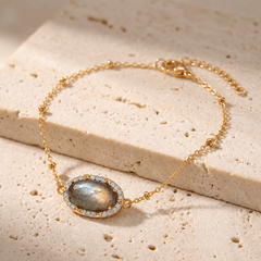Bracelet Quiétude - Doré Or jaune 18k, Labradorite et Oxyde de zirconium - Maison Di Giorgio