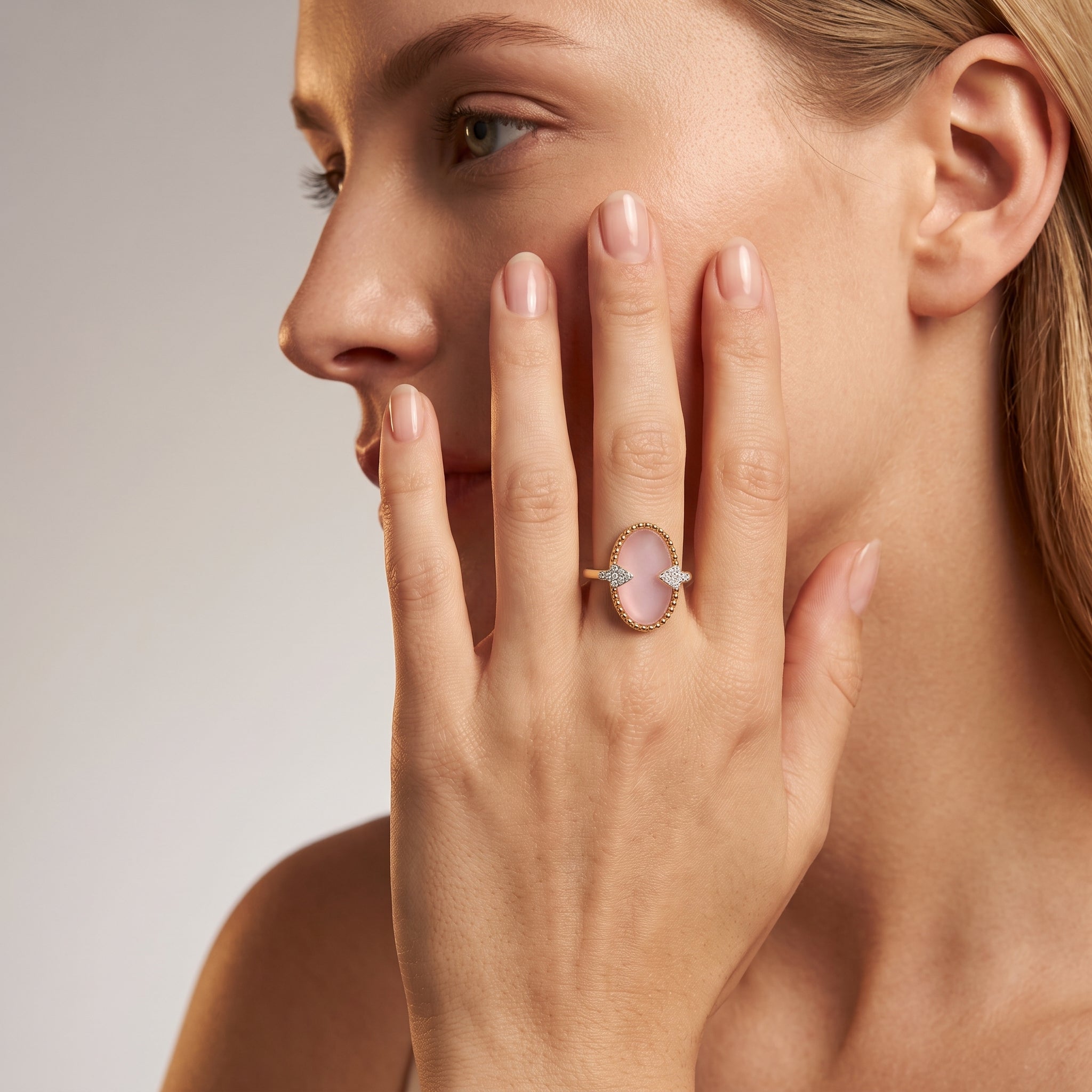 Bague Révélation - Dorée Or jaune 18k, Calcédoine, Oxyde de zirconium - Maison Di Giorgio