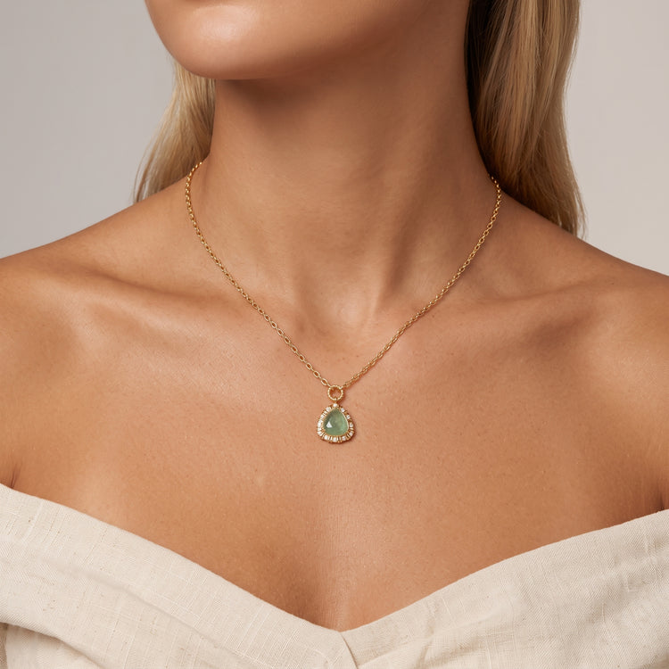 Collier Providence - Doré Or jaune 18k, Aventurine, Oxyde de zirconium - Maison Di Giorgio