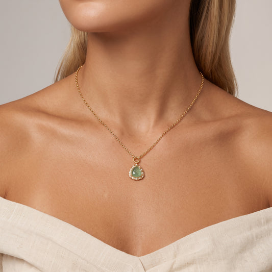 Collier Providence - Doré Or jaune 18k, Aventurine, Oxyde de zirconium - Maison Di Giorgio