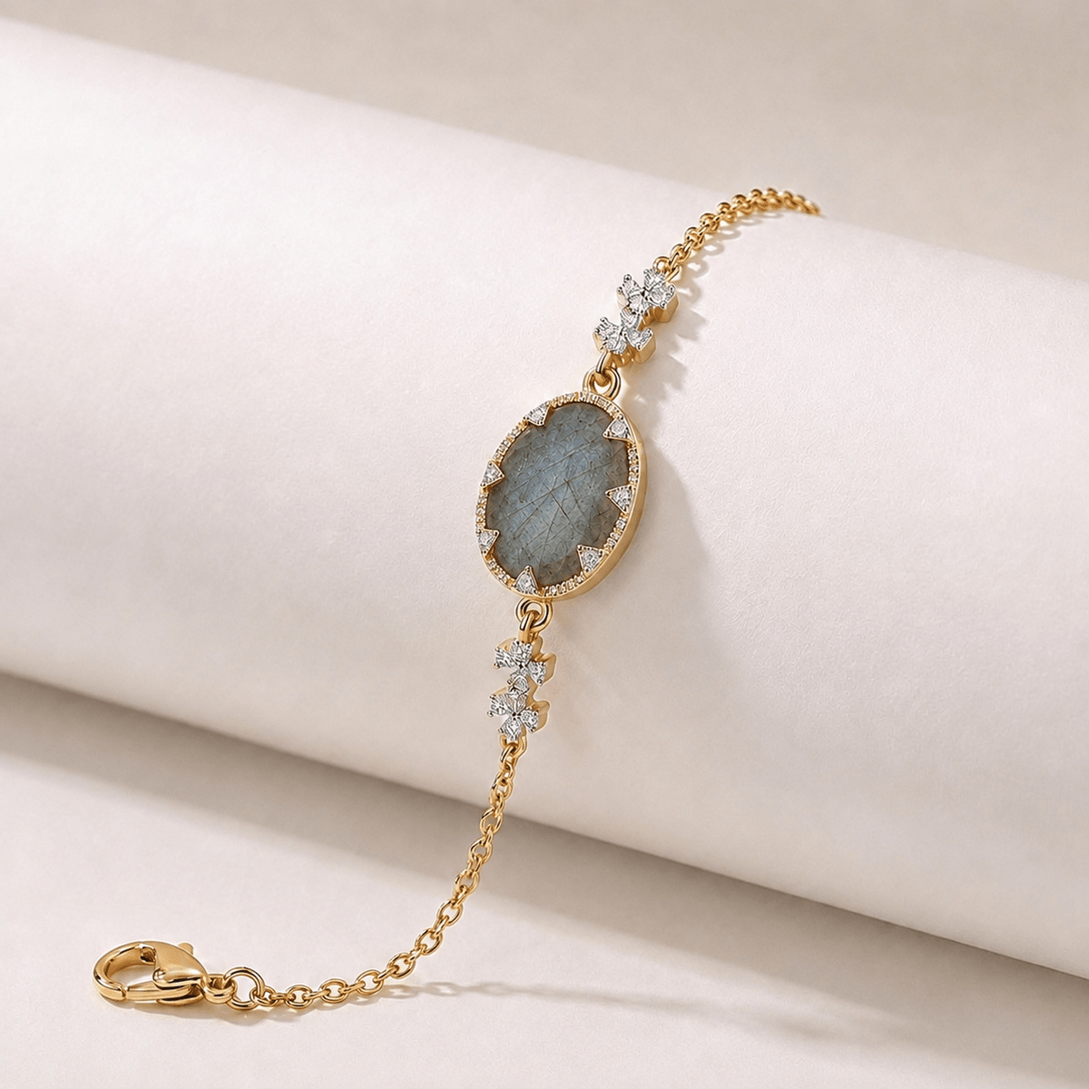 Bracelet Emoi - Doré Or jaune 18k, Labradorite, Oxyde de zirconium - Maison Di Giorgio