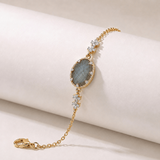 Bracelet Emoi - Doré Or jaune 18k, Labradorite, Oxyde de zirconium - Maison Di Giorgio