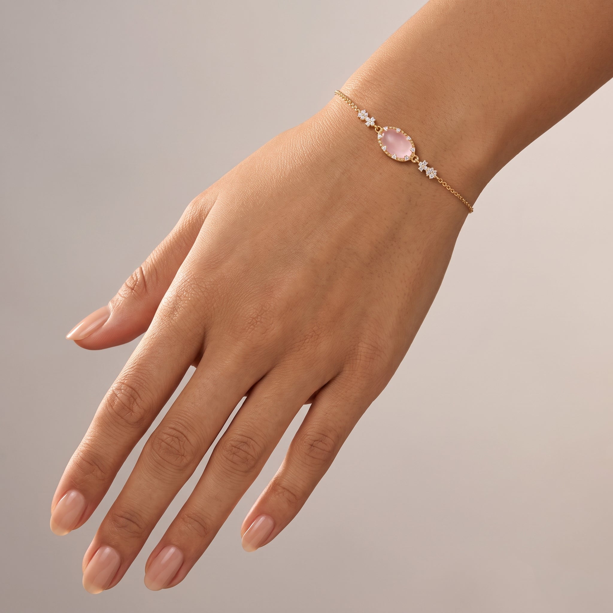 Bracelet Emoi - Doré Or jaune 18k, Calcédoine, Oxyde de zirconium