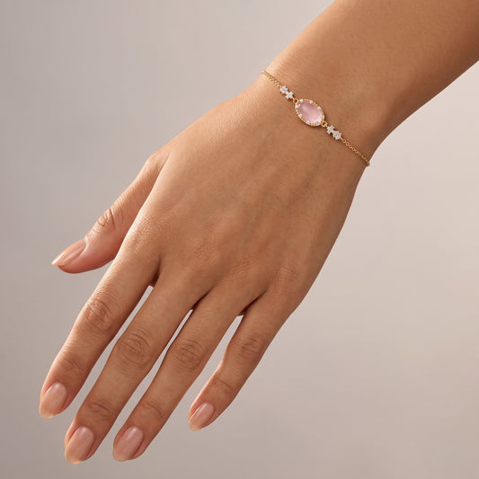 Bracelet Emoi - Doré Or jaune 18k, Calcédoine, Oxyde de zirconium