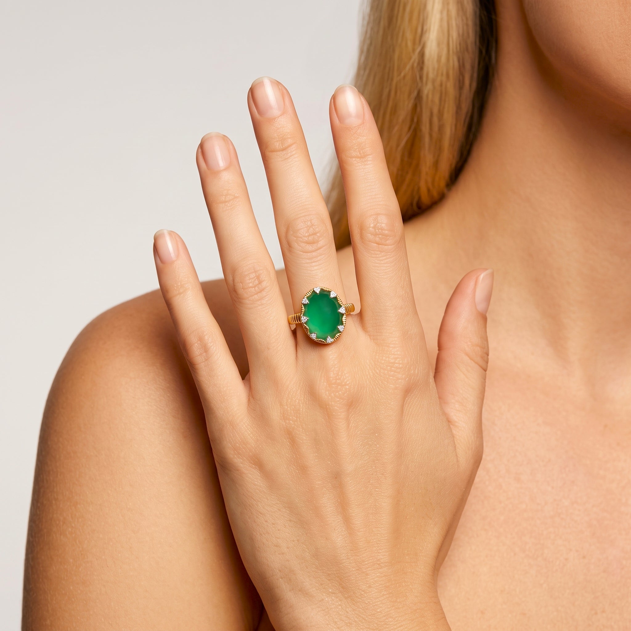 Bague Emoi - Dorée Or jaune 18k, Onyx, Oxyde de zirconium - Maison Di Giorgio