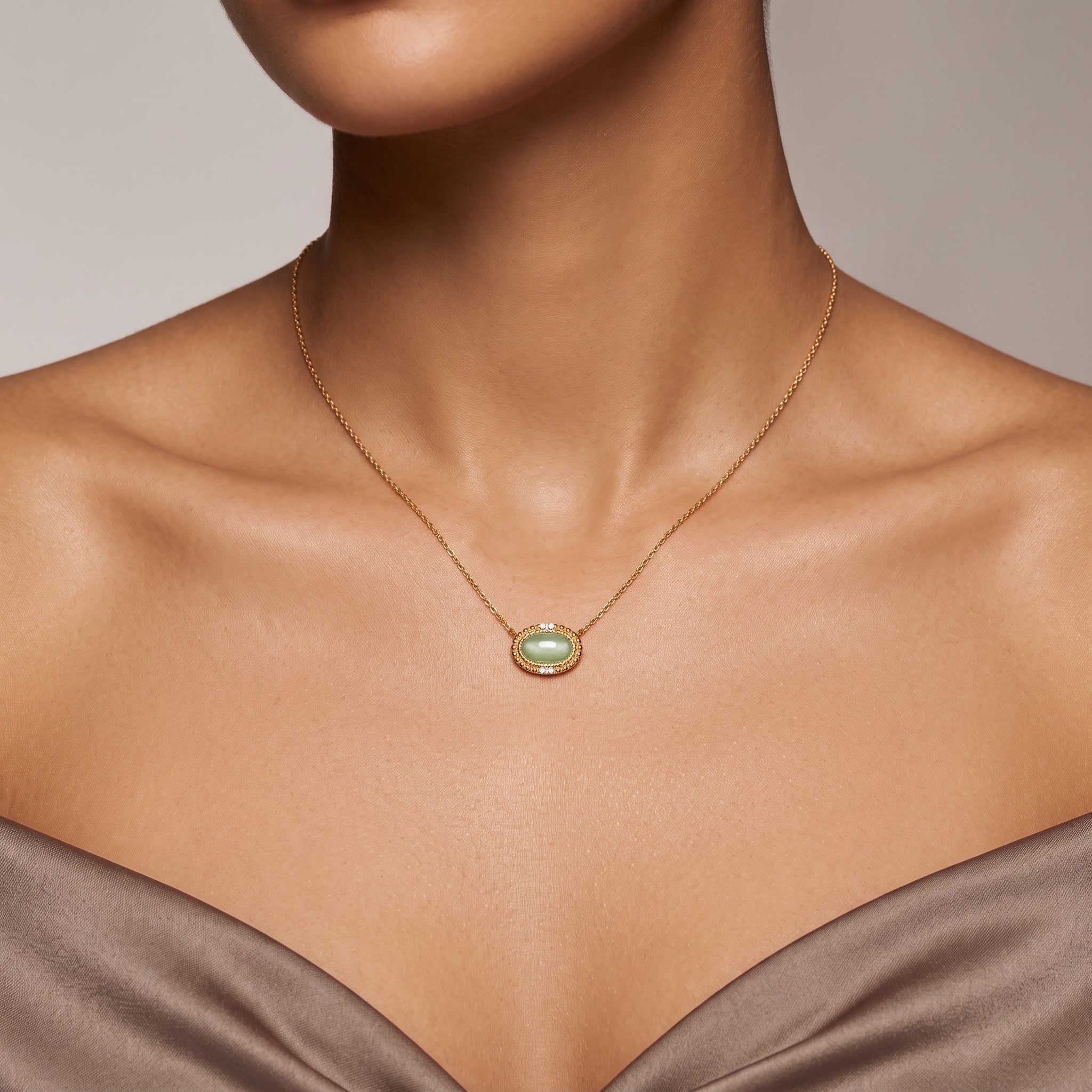 Collier Irisée - Doré Or jaune 18k, Aventurine, Oxyde de zirconium - Maison Di Giorgio