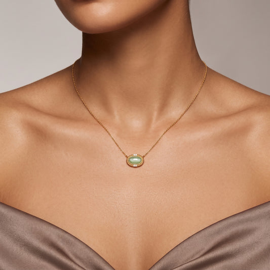 Collier Irisée - Doré Or jaune 18k, Aventurine, Oxyde de zirconium - Maison Di Giorgio
