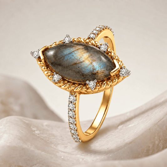 Bague Ingénue - Dorée Or jaune 18k, Labradorite, Oxyde de zirconium - Maison Di Giorgio