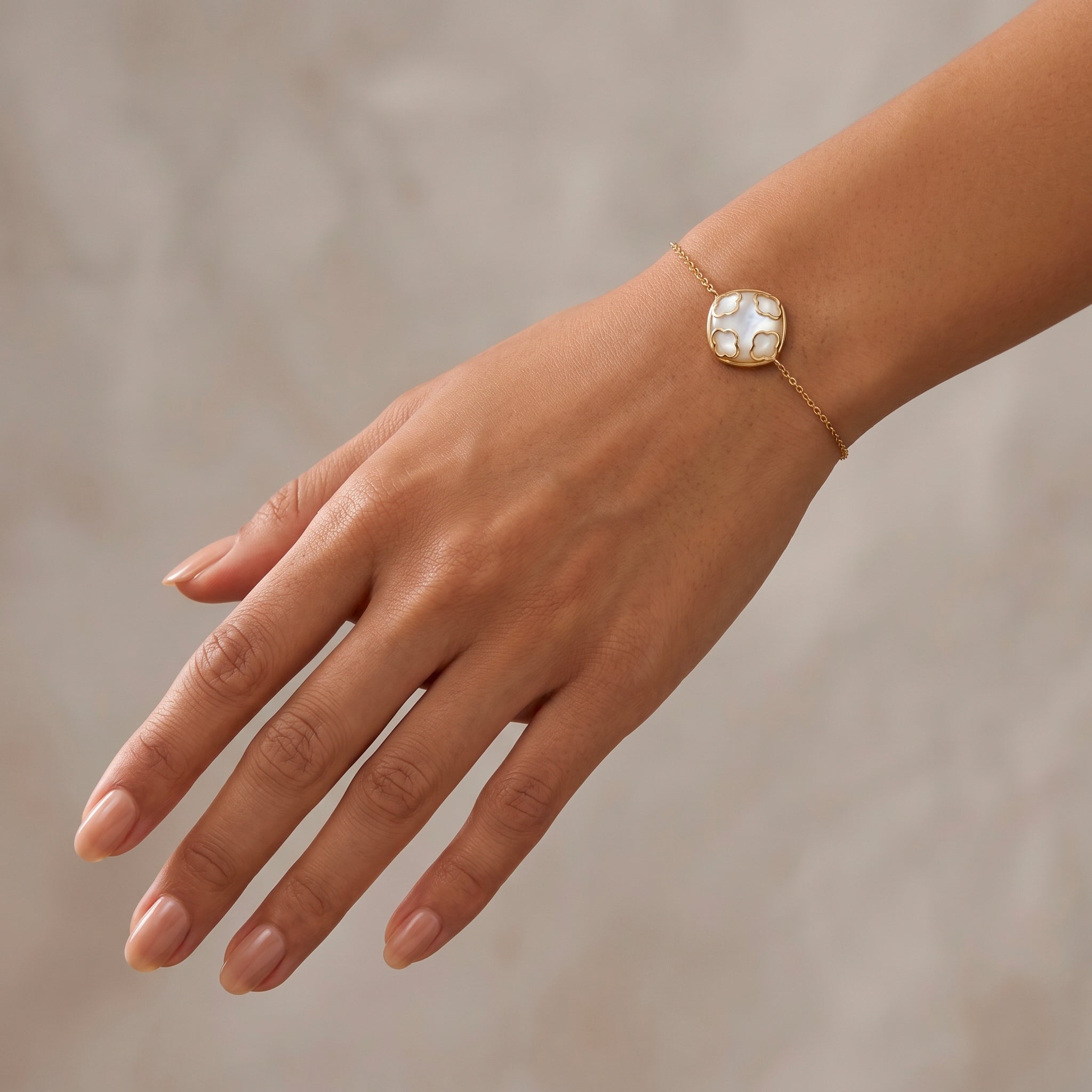 Bracelet Fortuna - Doré Or jaune 18k, Pierre de lune blanche - Maison Di Giorgio