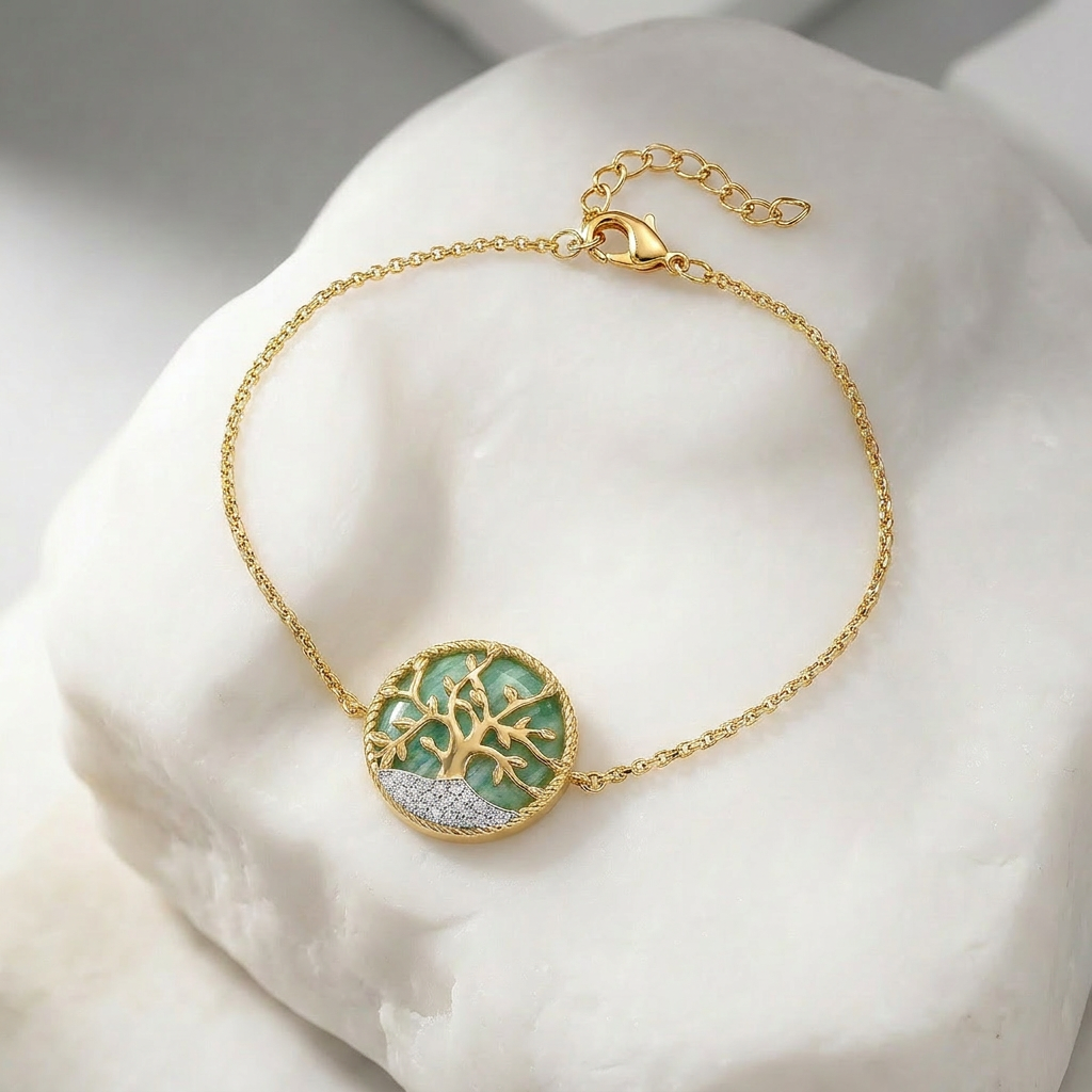 Bracelet Albero - Doré Or jaune 18k, Amazonite & Oxyde de zirconium