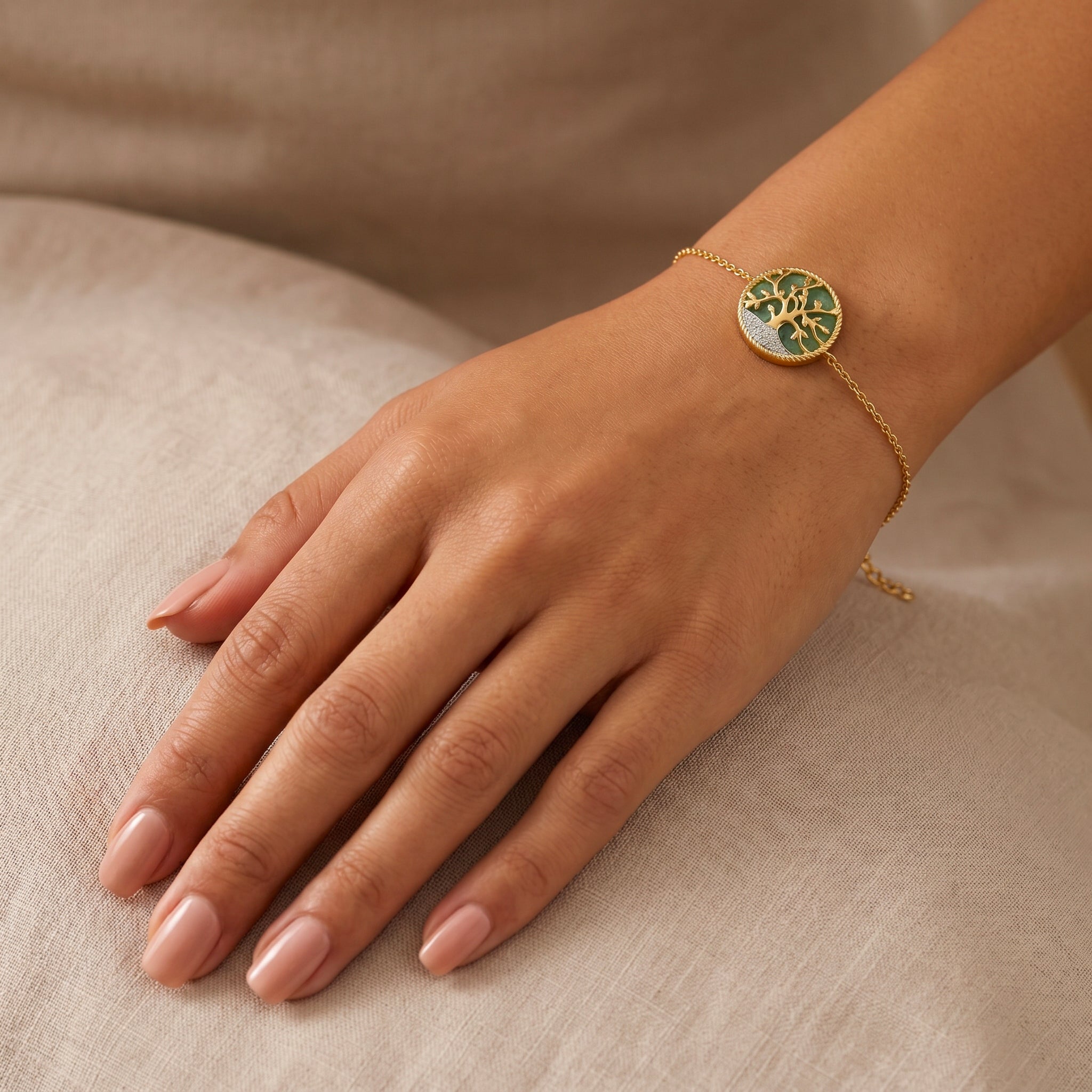 Bracelet Albero - Doré Or jaune 18k, Amazonite & Oxyde de zirconium - Maison Di Giorgio