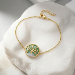 Bracelet Albero - Doré Or jaune 18k, Amazonite & Oxyde de zirconium