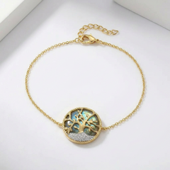 Bracelet Albero - Doré Or jaune 18k, Labradorite & Oxyde de zirconium