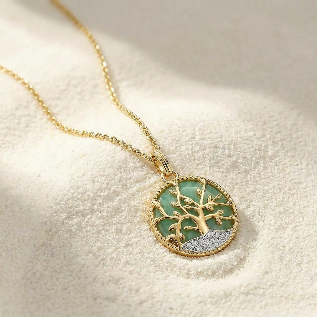 Pendentif Albero - Doré Or jaune 18k, Amazonite & Oxyde de zirconium