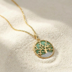 Pendentif Albero - Doré Or jaune 18k, Amazonite & Oxyde de zirconium