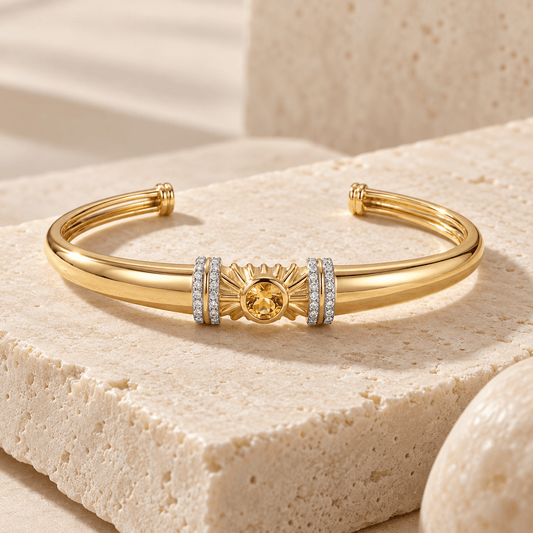 Bracelet Ndar - Doré Or jaune 18k, Citrine, Oxyde de zirconium - Maison Di Giorgio