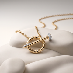 Collier - Doré Or jaune 18k, assemblé d'Oxyde de zirconium blanc