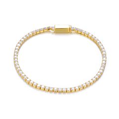 Bracelet plaqué or jaune 18k assemblé d'oxyde de zirconium