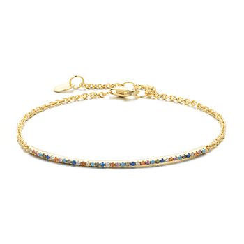 Bracelet doré Or jaune 18k assemblé d'Oxyde de zirconium, Turquoise et Rubis - Maison Di Giorgio