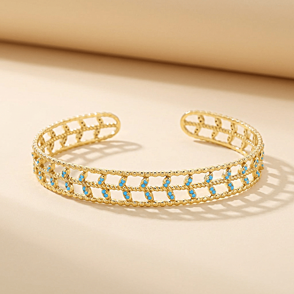 Bracelet - Doré à l'Or jaune fin, Turquoise - Maison Di Giorgio