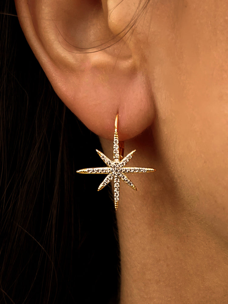 Boucles d'oreilles dorées Or jaune 18k assemblées d'Oxyde de zirconium - Maison Di Giorgio