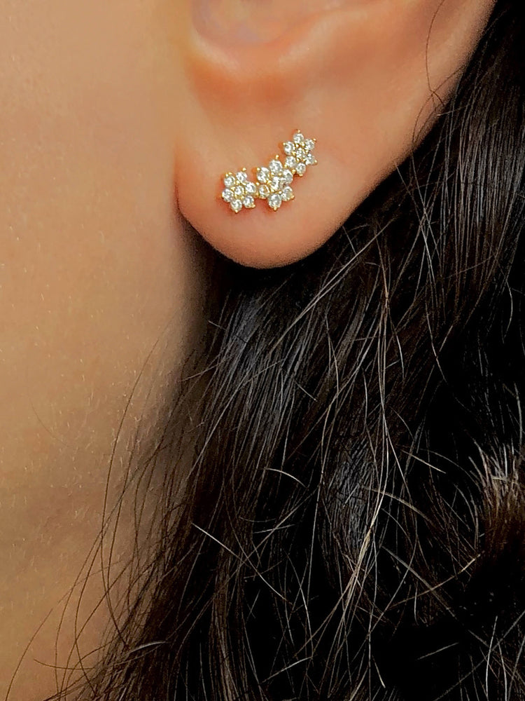 Boucles d'oreilles dorées Or jaune 18k assemblées d'Oxyde de zirconium - Maison Di Giorgio