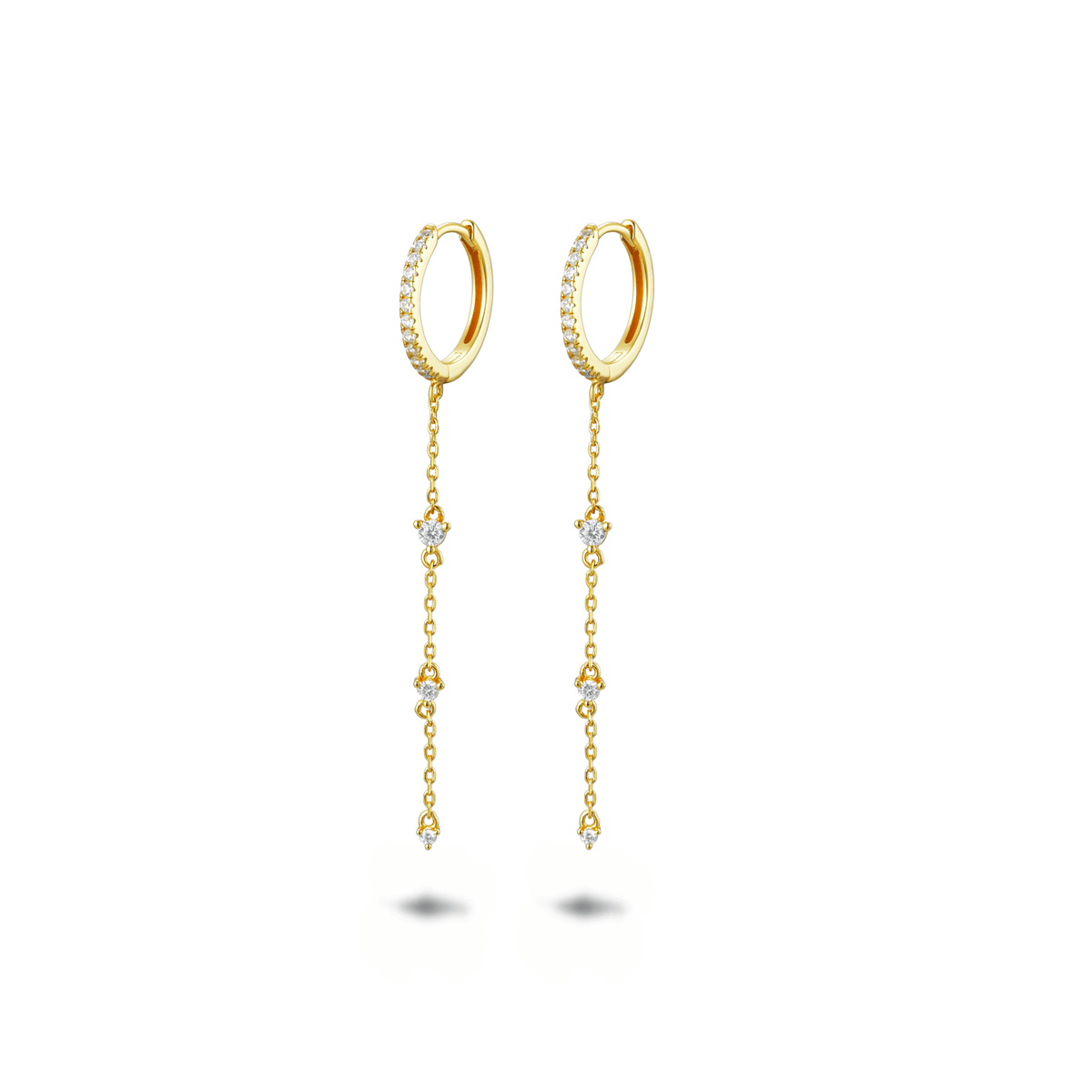 Boucles d'oreilles dorées Or jaune 18k assemblées d'Oxyde de zirconium