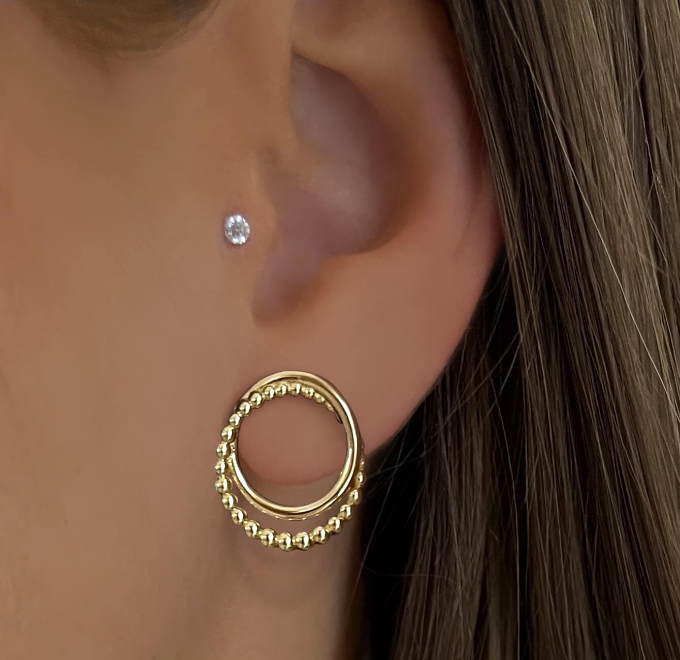 Boucles d'oreilles dorées Or jaune 18k