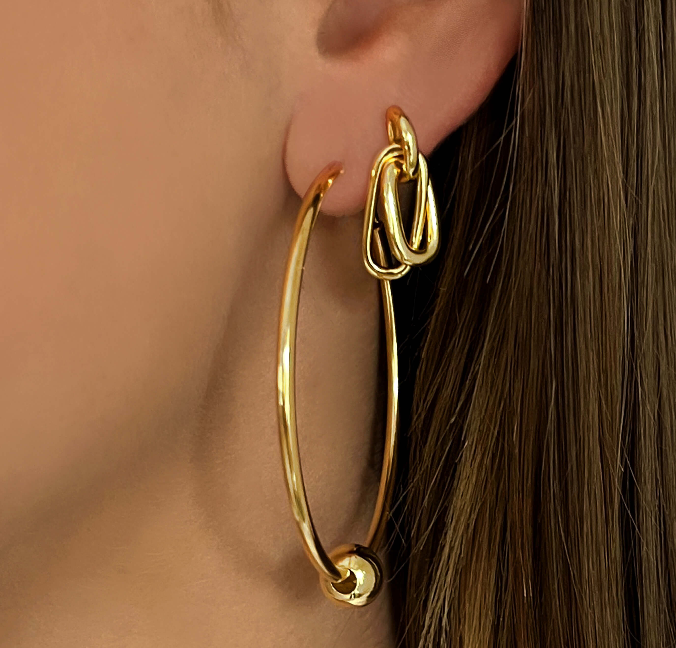 Boucles d'oreilles dorées Or jaune 18k