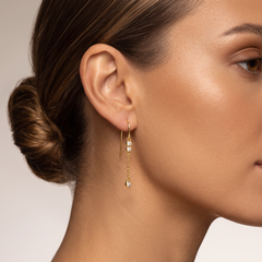 Boucles d'oreilles - Dorées à l'Or jaune fin, Oxyde de zirconium