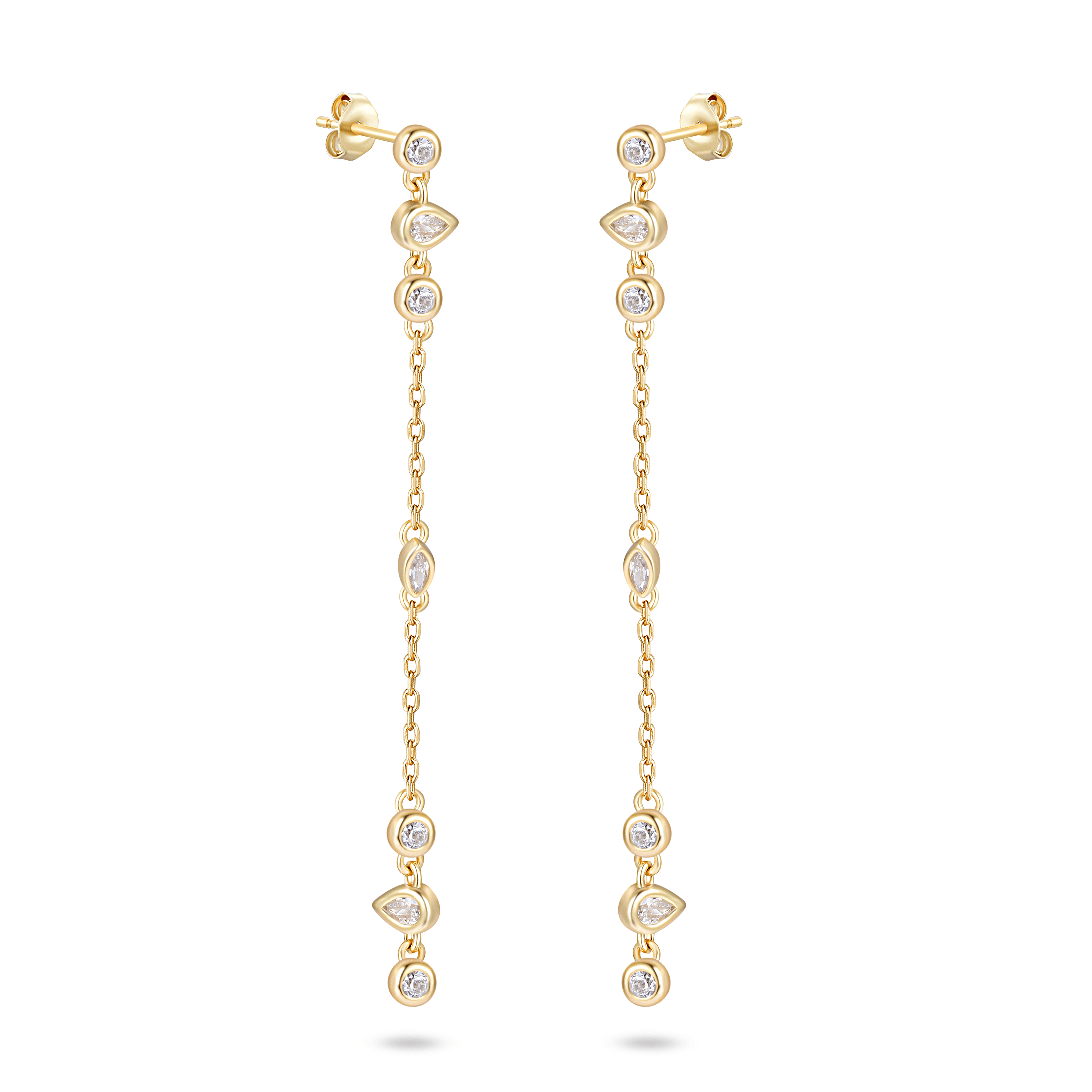 Boucles d'oreilles dorées Or jaune 18k assemblées d'Oxyde de zirconium - Maison Di Giorgio