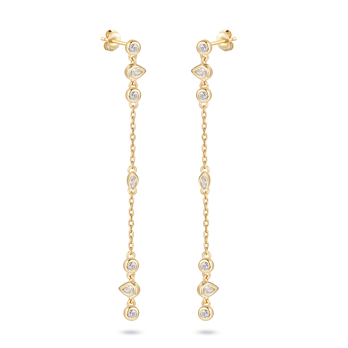 Boucles d'oreilles dorées Or jaune 18k assemblées d'Oxyde de zirconium - Maison Di Giorgio