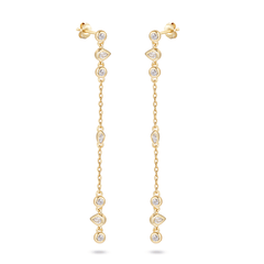 Boucles d'oreilles dorées Or jaune 18k assemblées d'Oxyde de zirconium - Maison Di Giorgio